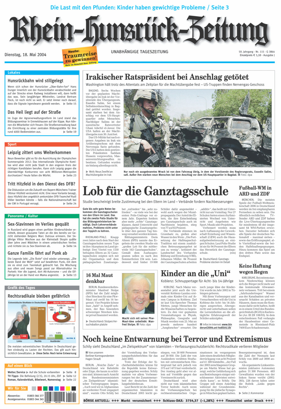 Rhein-Hunsrück-Zeitung vom Dienstag, 18.05.2004