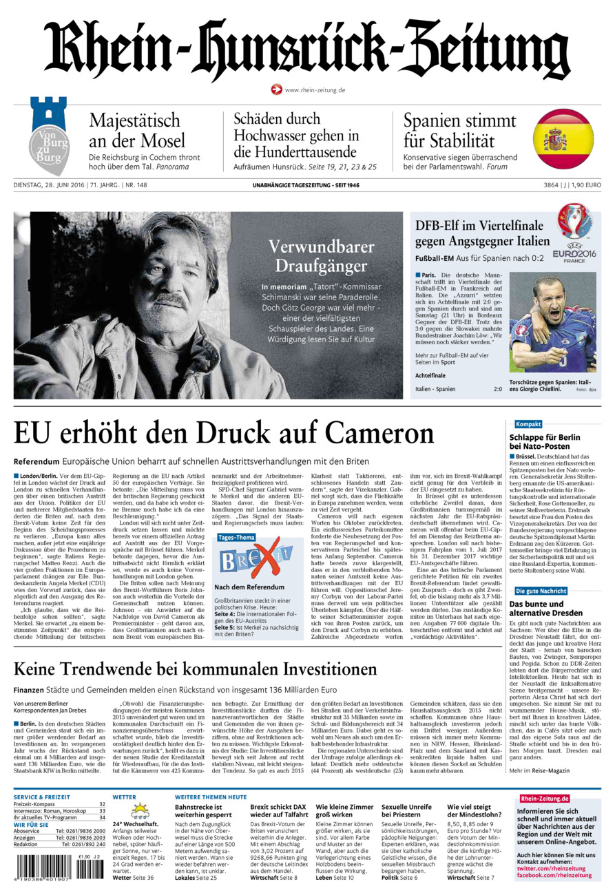 Rhein-Hunsrück-Zeitung vom Dienstag, 28.06.2016
