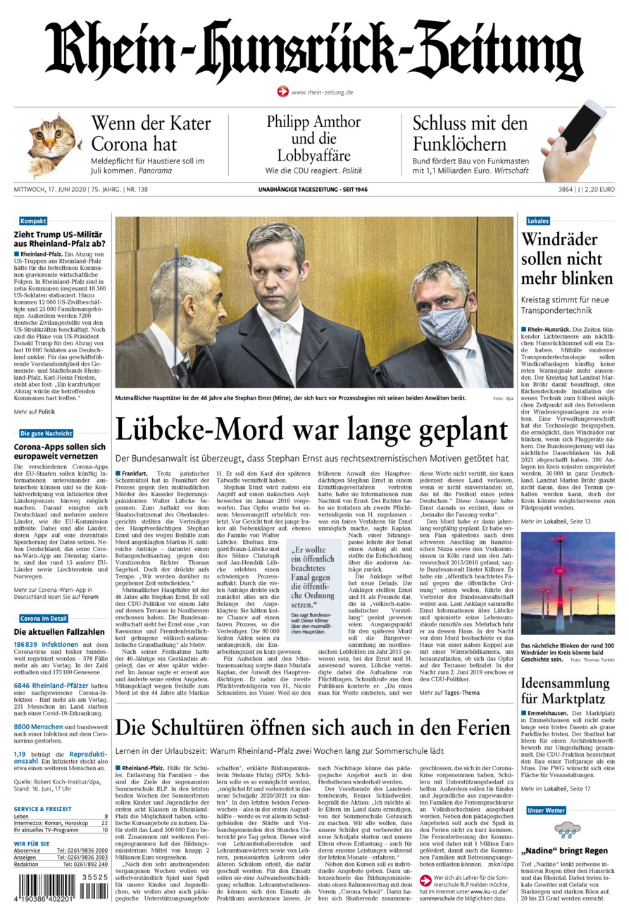 Rhein-Hunsrück-Zeitung vom Mittwoch, 17.06.2020