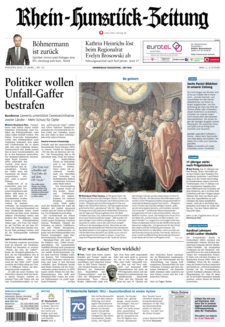 Rhein-Hunsrück-Zeitung vom Samstag, 14.05.2016