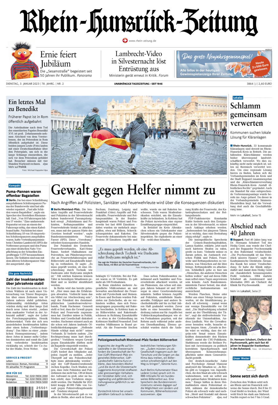 Rhein-Hunsrück-Zeitung vom Dienstag, 03.01.2023