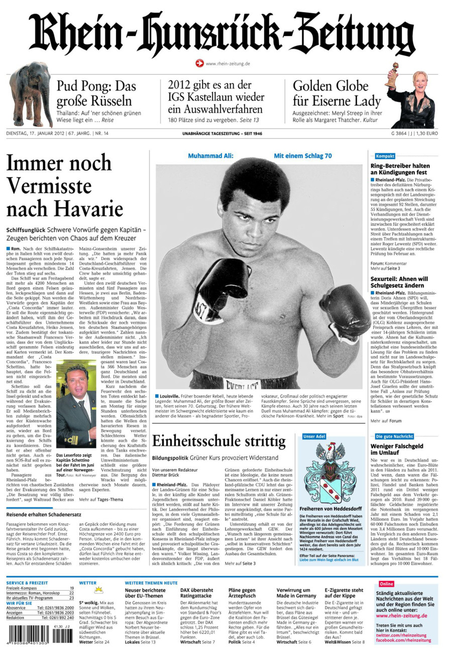 Rhein-Hunsrück-Zeitung vom Dienstag, 17.01.2012