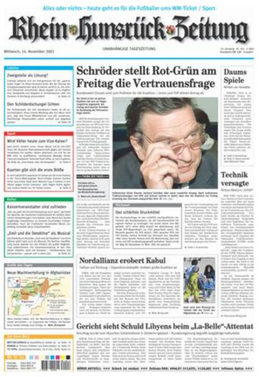 Rhein-Hunsrück-Zeitung vom Mittwoch, 14.11.2001