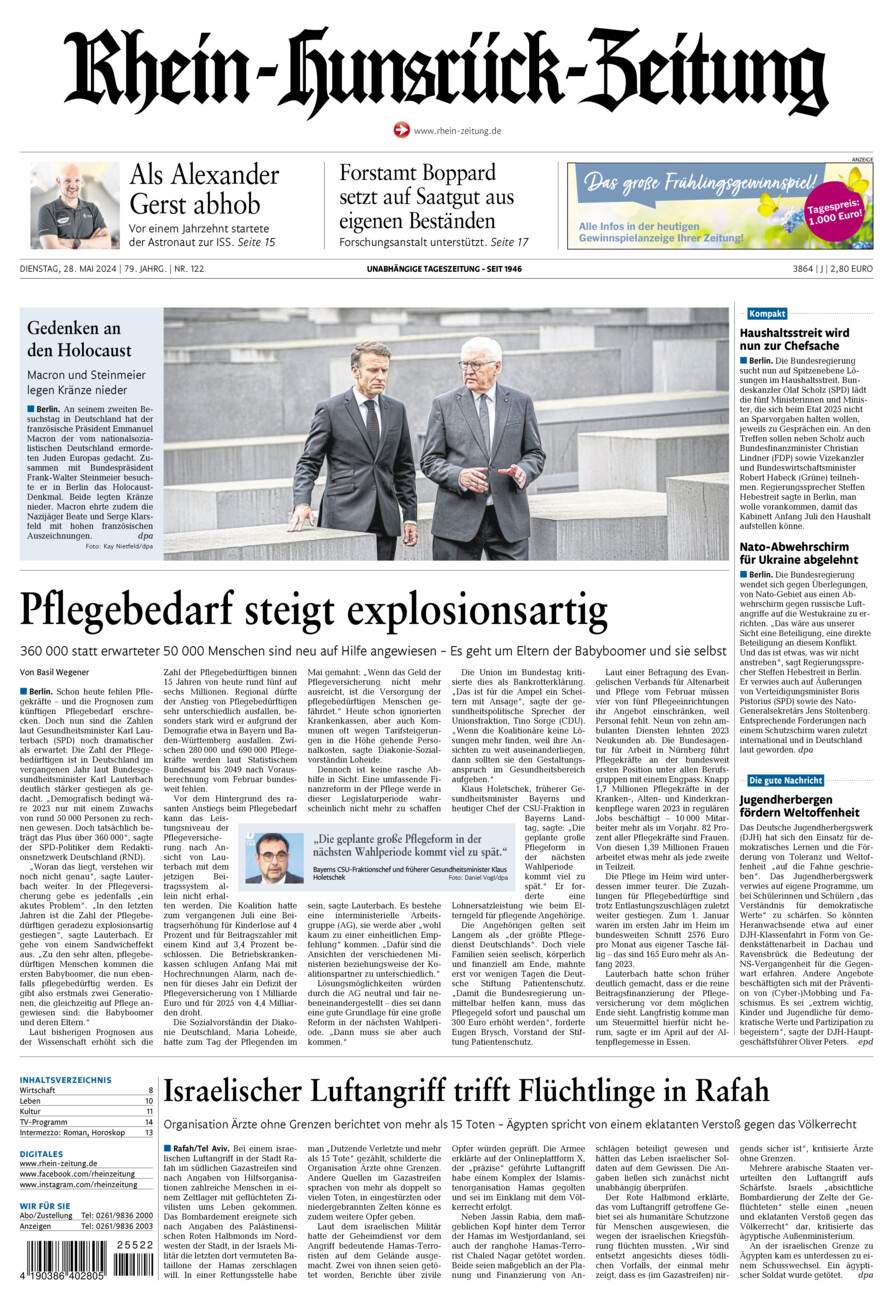 Rhein-Hunsrück-Zeitung vom Dienstag, 28.05.2024