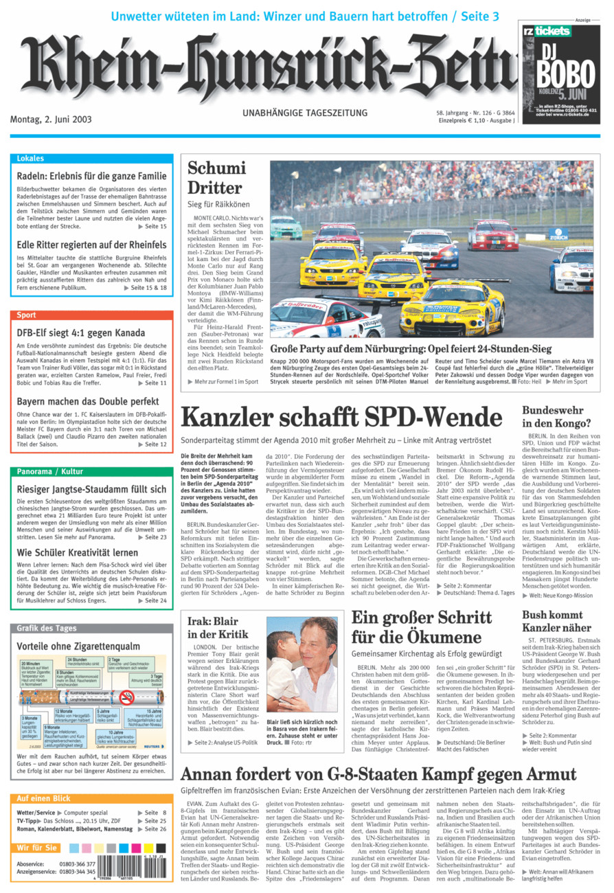 Rhein-Hunsrück-Zeitung vom Montag, 02.06.2003