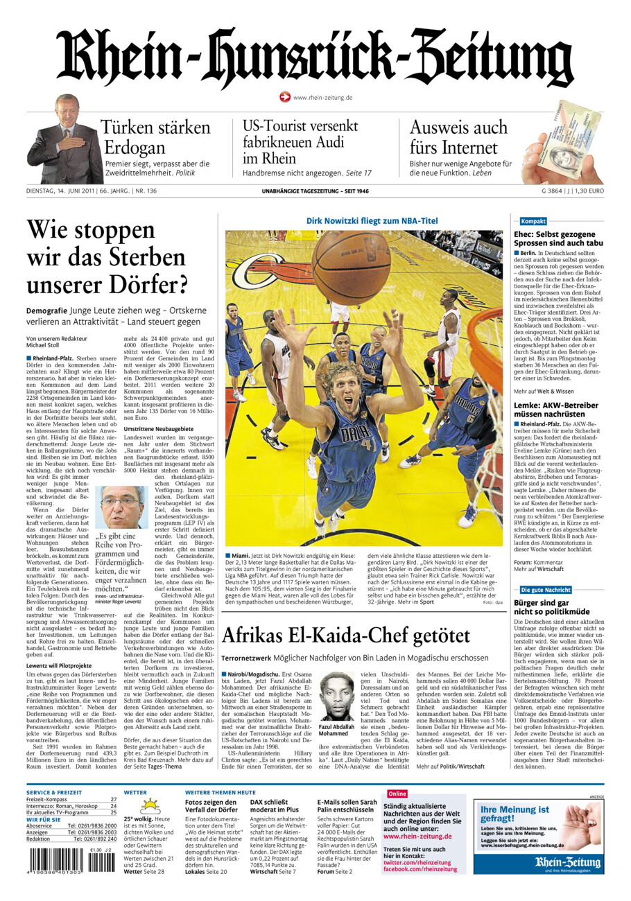 Rhein-Hunsrück-Zeitung vom Dienstag, 14.06.2011