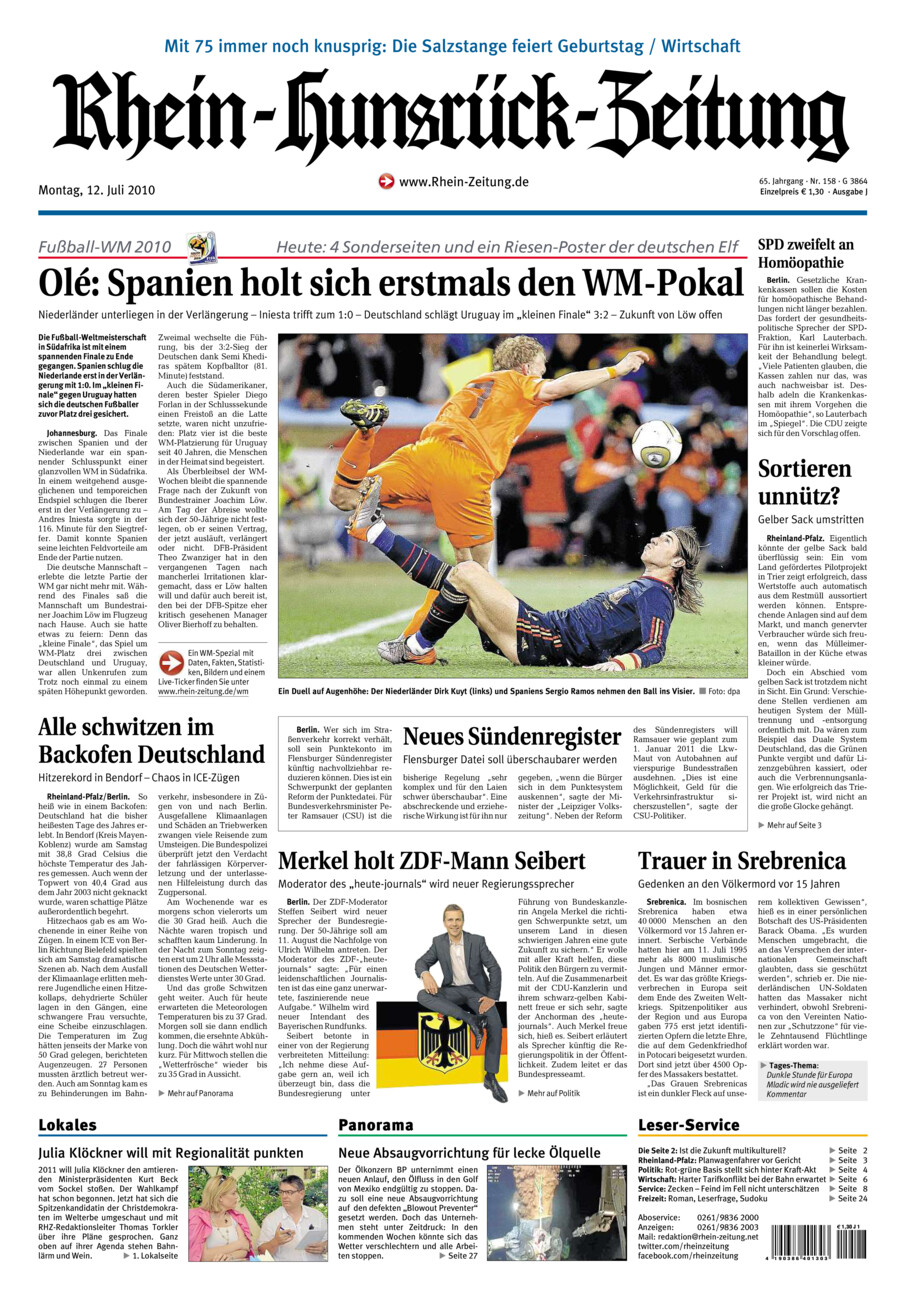 Rhein-Hunsrück-Zeitung vom Montag, 12.07.2010