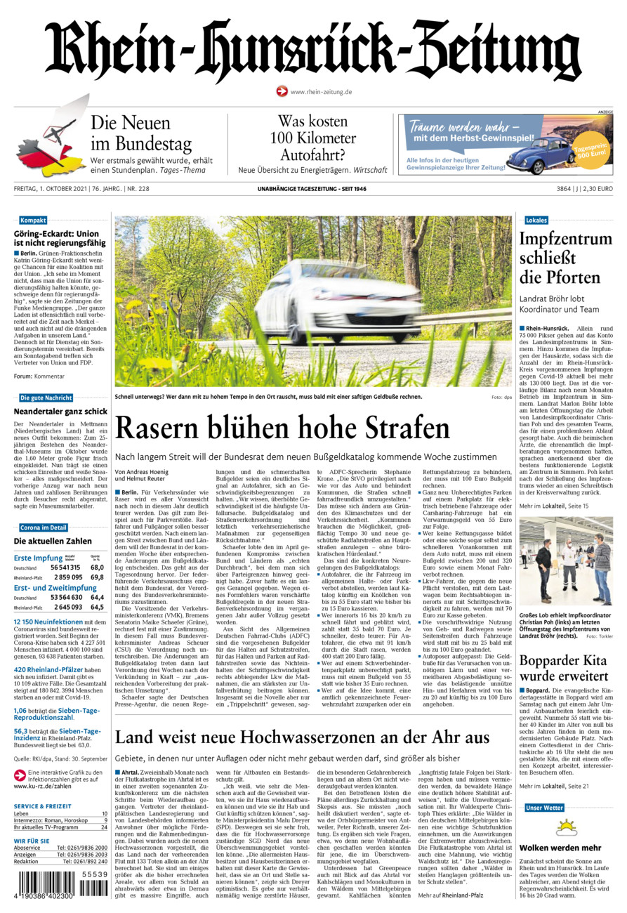 Rhein-Hunsrück-Zeitung vom Freitag, 01.10.2021
