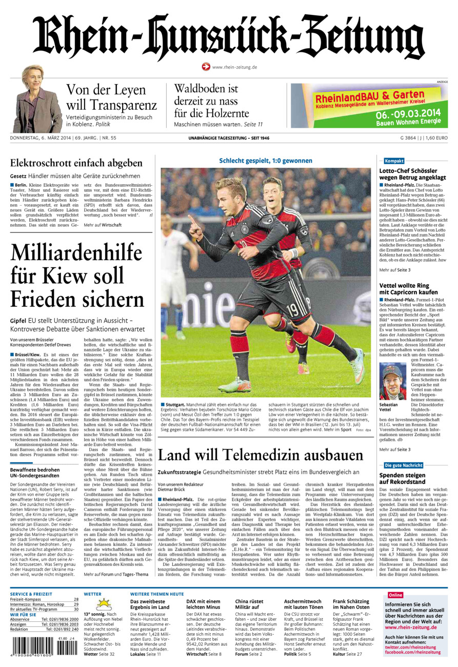 Rhein-Hunsrück-Zeitung vom Donnerstag, 06.03.2014