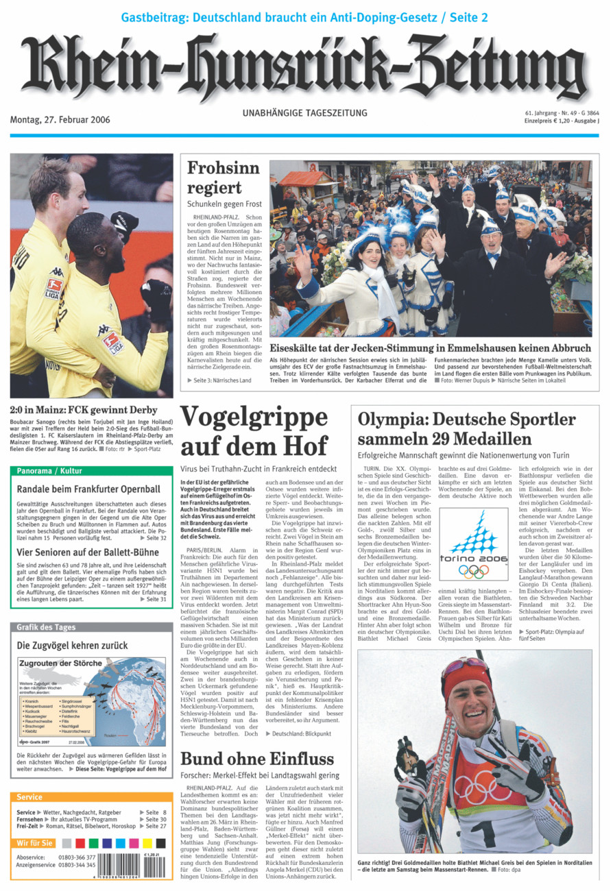 Rhein-Hunsrück-Zeitung vom Montag, 27.02.2006