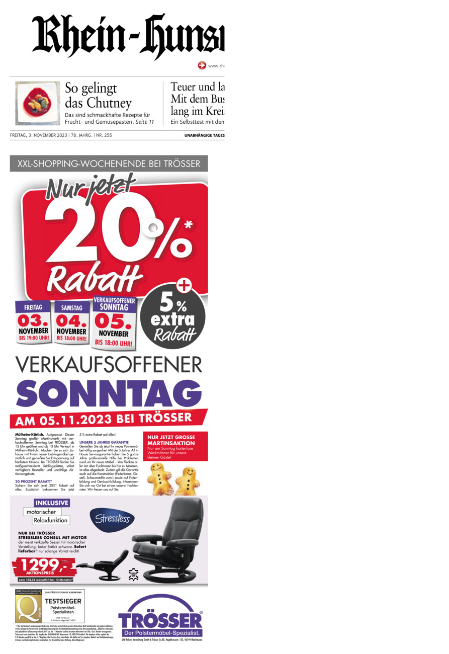 Rhein-Hunsrück-Zeitung vom Freitag, 03.11.2023