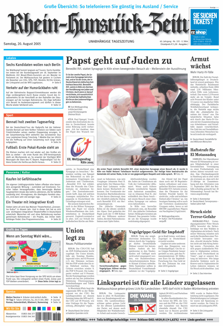 Rhein-Hunsrück-Zeitung vom Samstag, 20.08.2005
