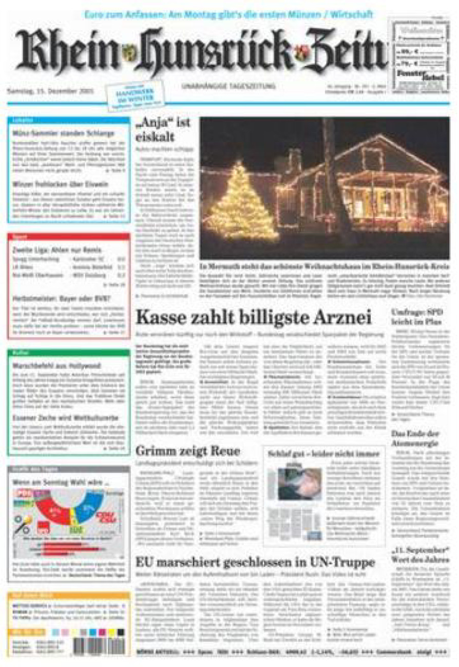Rhein-Hunsrück-Zeitung vom Samstag, 15.12.2001