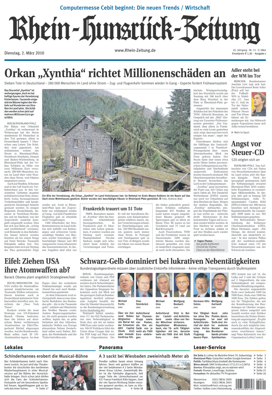 Rhein-Hunsrück-Zeitung vom Dienstag, 02.03.2010