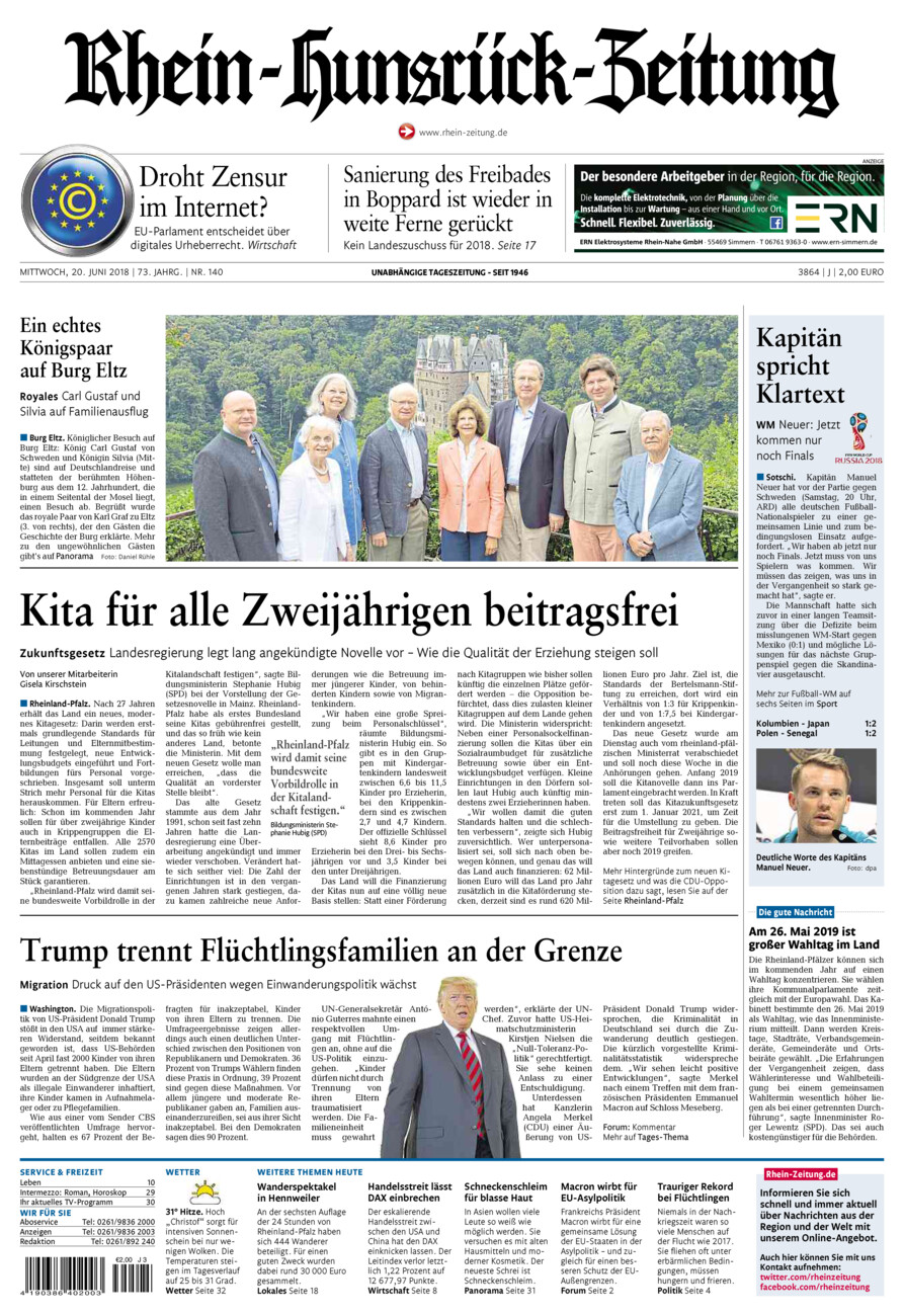 Rhein-Hunsrück-Zeitung vom Mittwoch, 20.06.2018