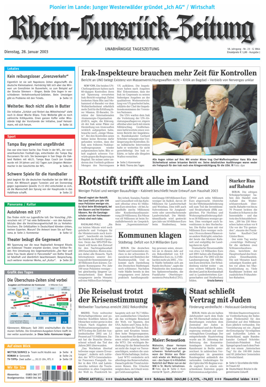 Rhein-Hunsrück-Zeitung vom Dienstag, 28.01.2003