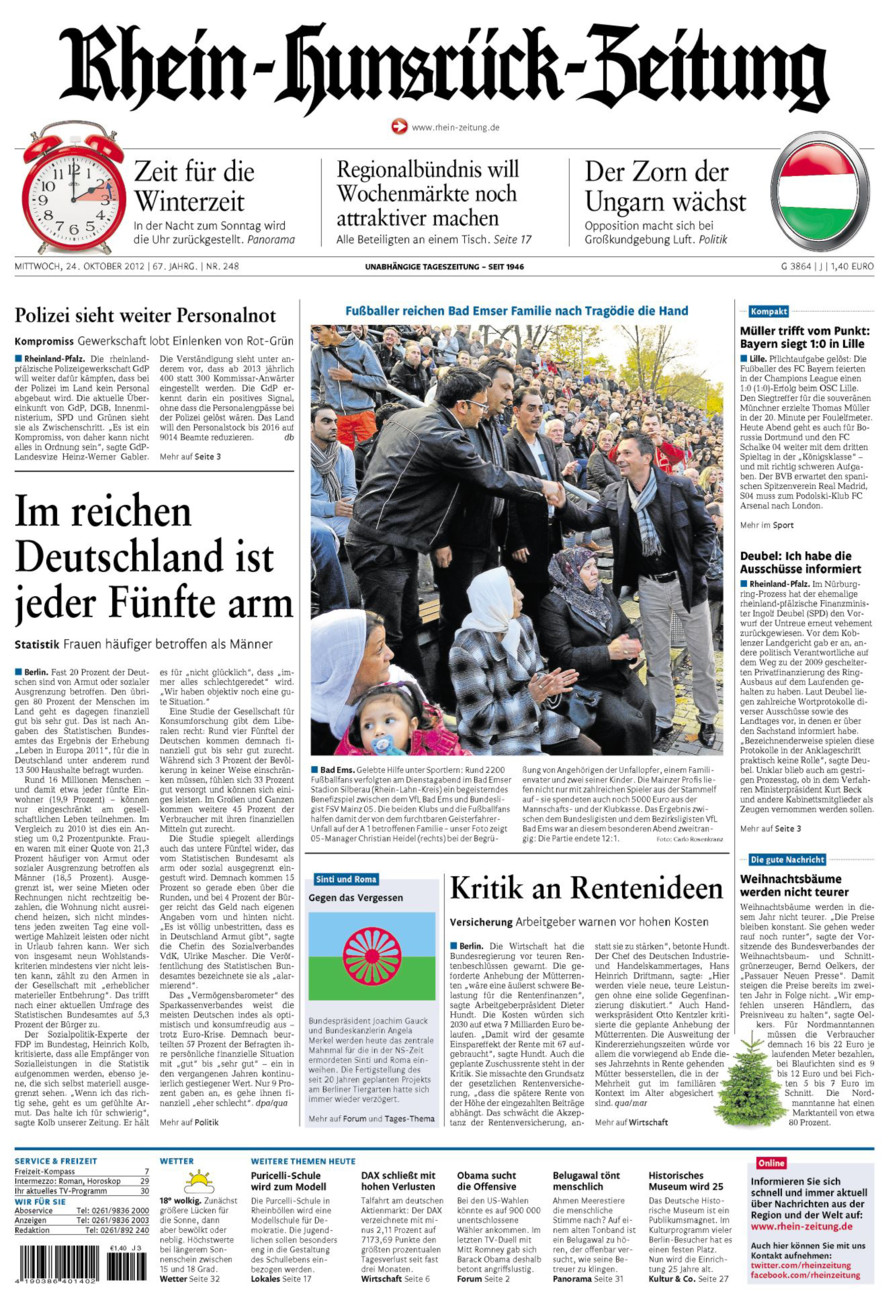Rhein-Hunsrück-Zeitung vom Mittwoch, 24.10.2012