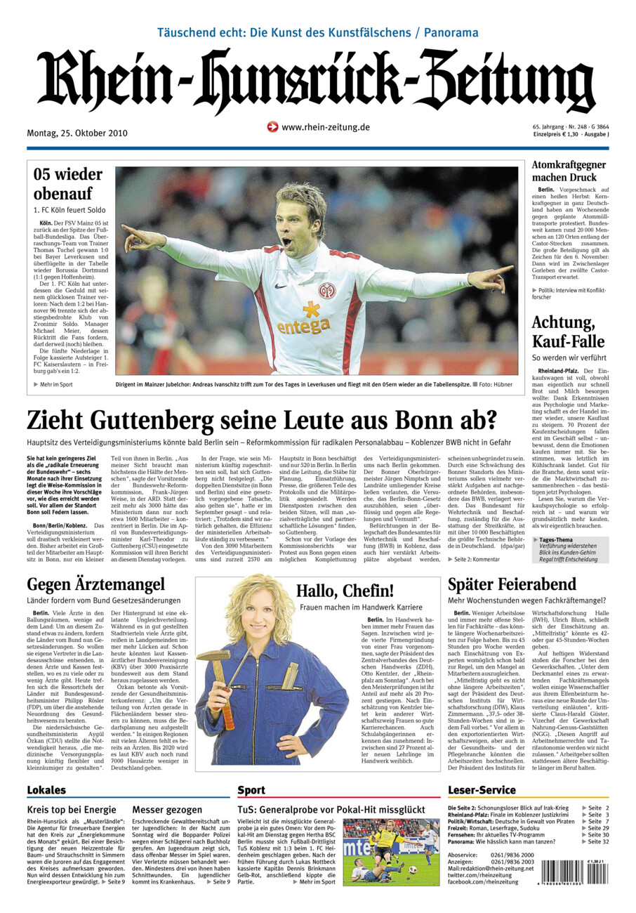 Rhein-Hunsrück-Zeitung vom Montag, 25.10.2010