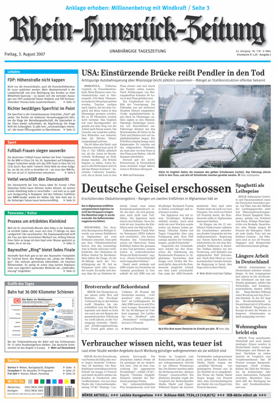 Rhein-Hunsrück-Zeitung vom Freitag, 03.08.2007