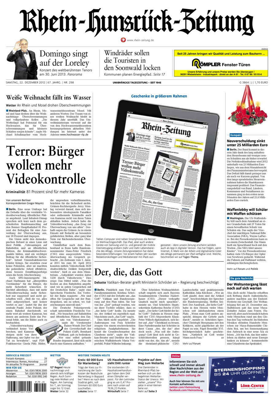 Rhein-Hunsrück-Zeitung vom Samstag, 22.12.2012