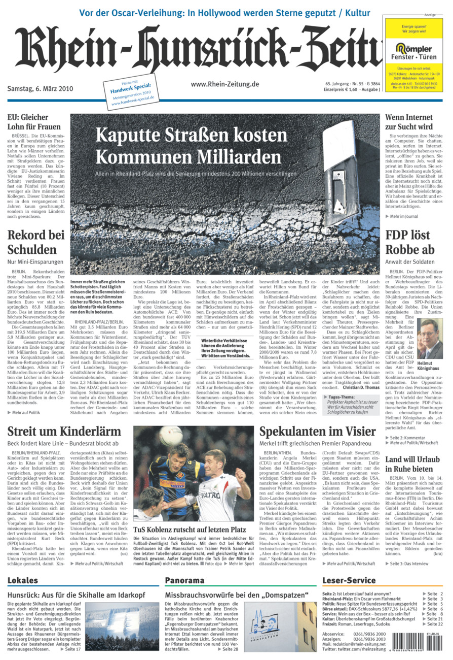 Rhein-Hunsrück-Zeitung vom Samstag, 06.03.2010