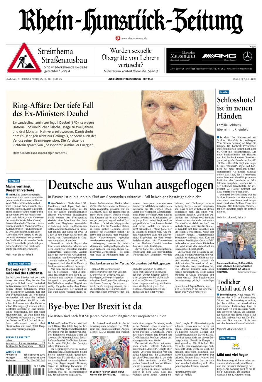 Rhein-Hunsrück-Zeitung vom Samstag, 01.02.2020