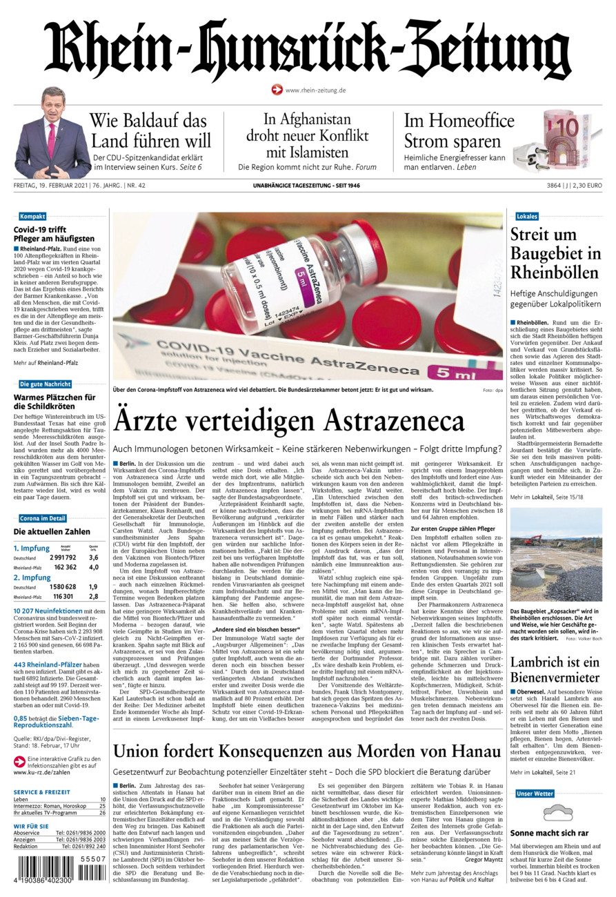 Rhein-Hunsrück-Zeitung vom Freitag, 19.02.2021