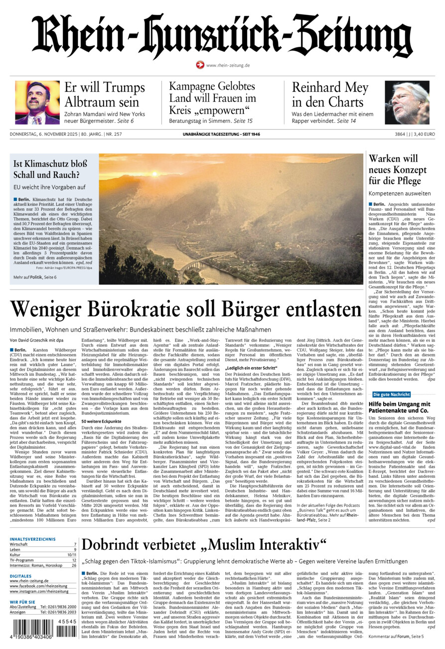 Rhein-Hunsrück-Zeitung vom Donnerstag, 06.11.2025