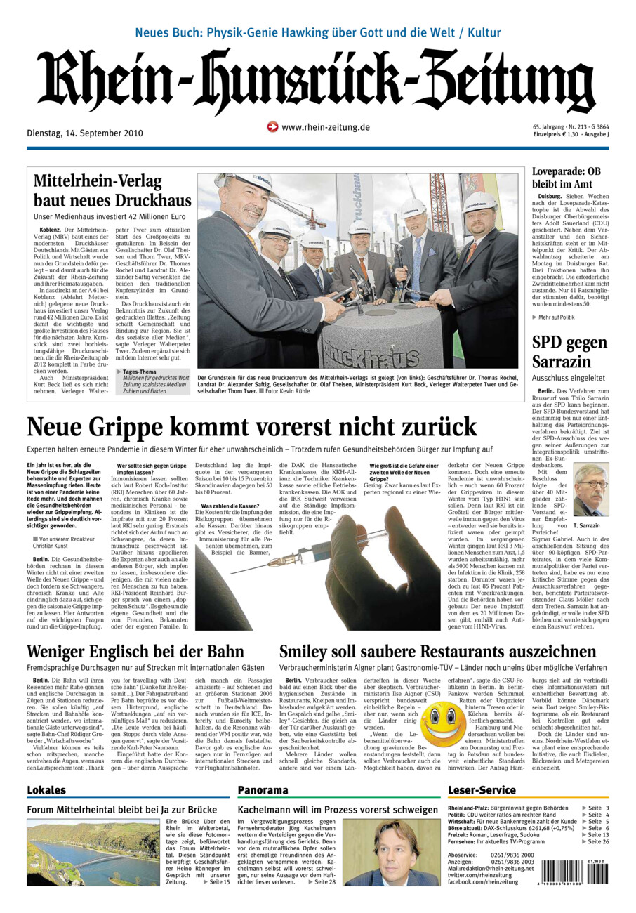 Rhein-Hunsrück-Zeitung vom Dienstag, 14.09.2010