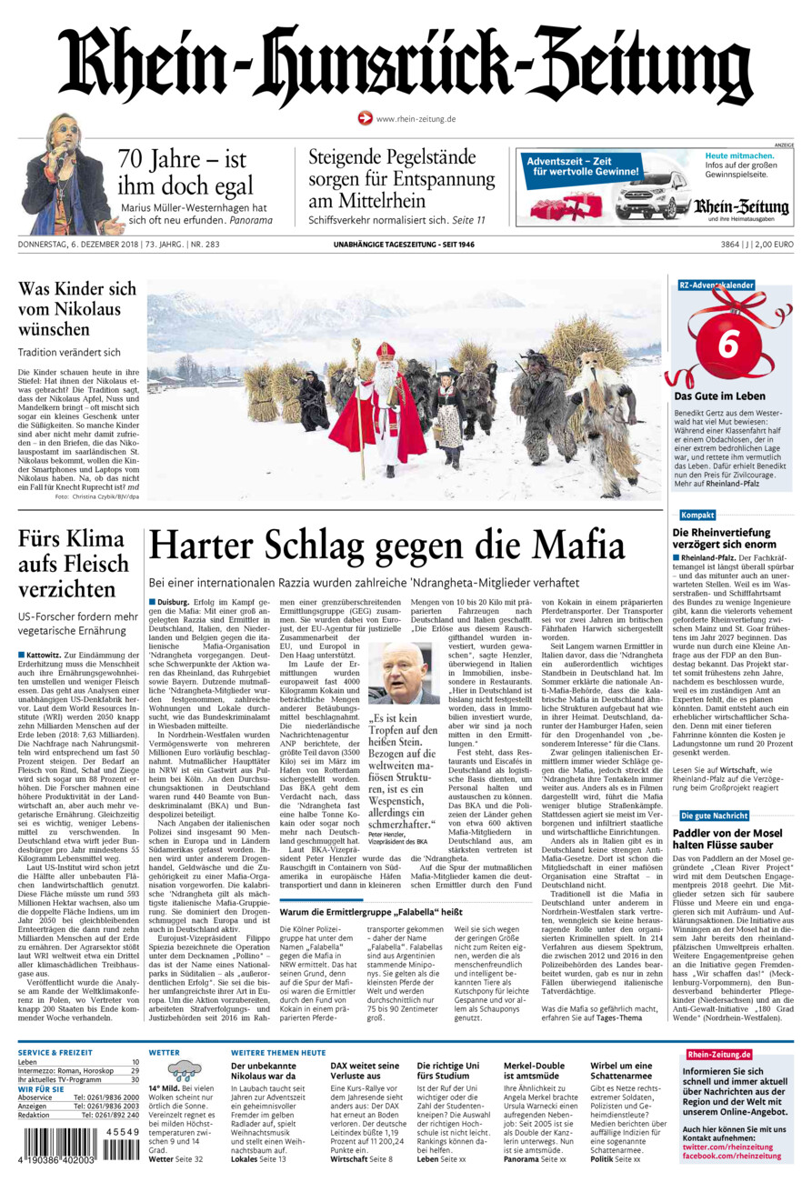 Rhein-Hunsrück-Zeitung vom Donnerstag, 06.12.2018