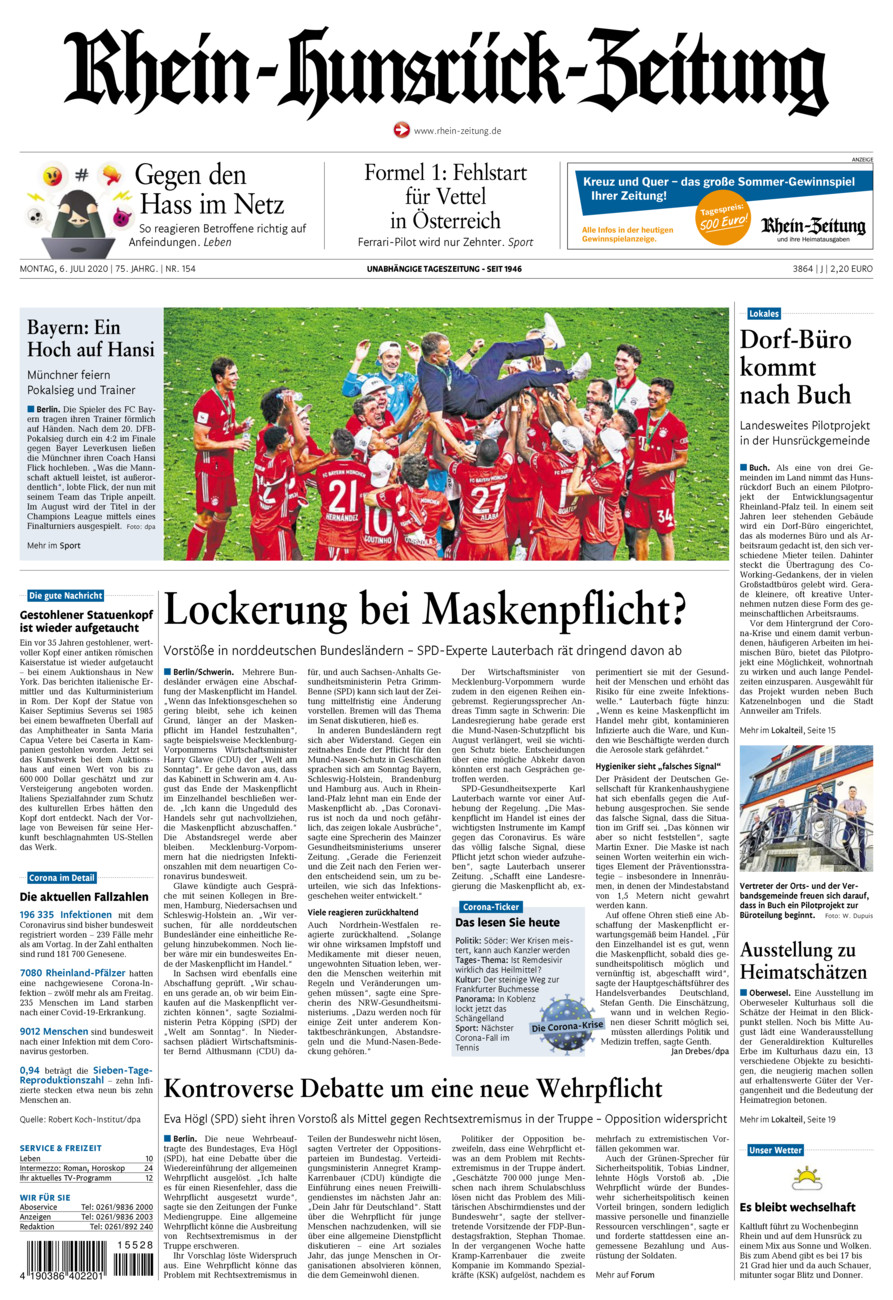 Rhein-Hunsrück-Zeitung vom Montag, 06.07.2020