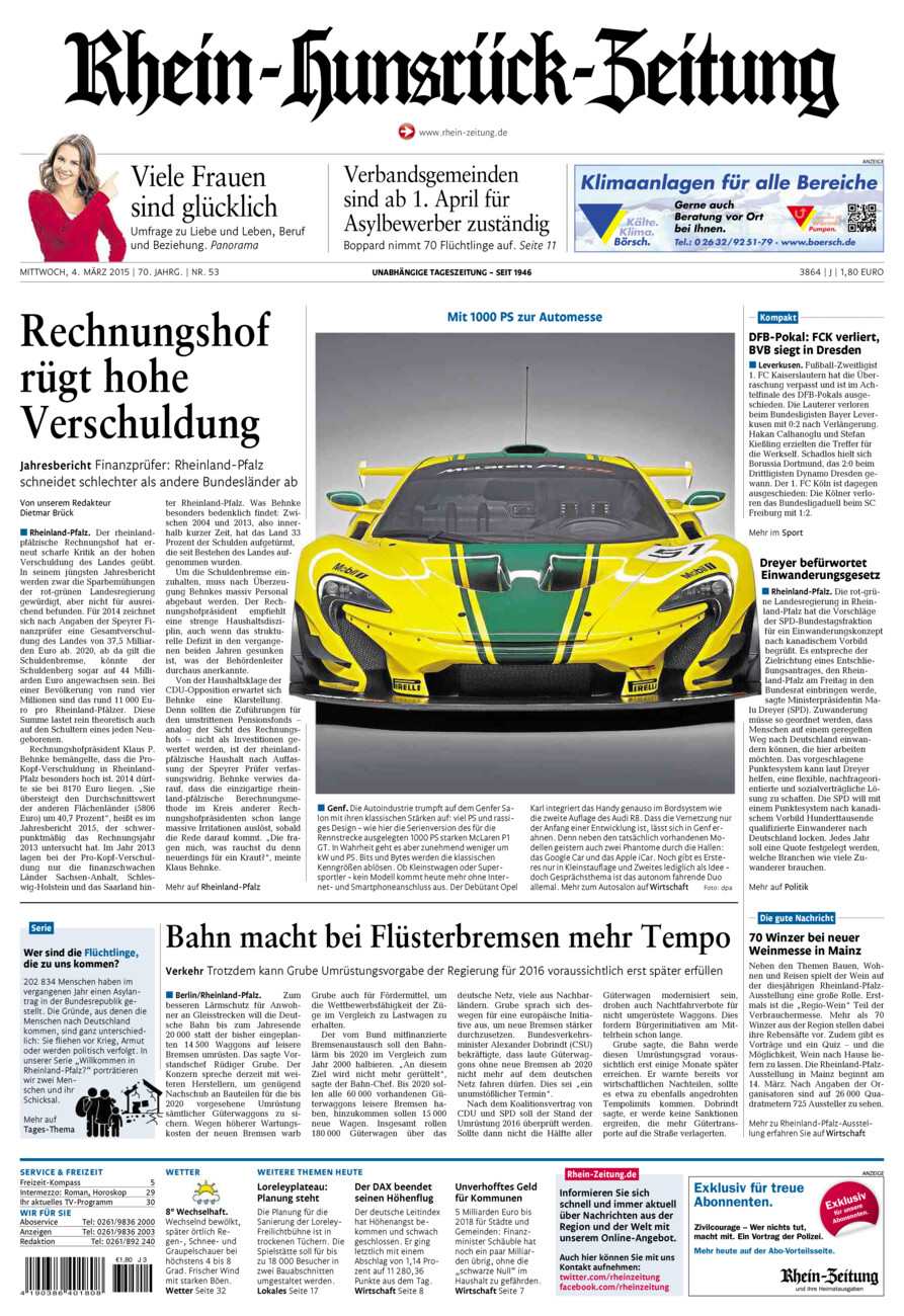 Rhein-Hunsrück-Zeitung vom Mittwoch, 04.03.2015