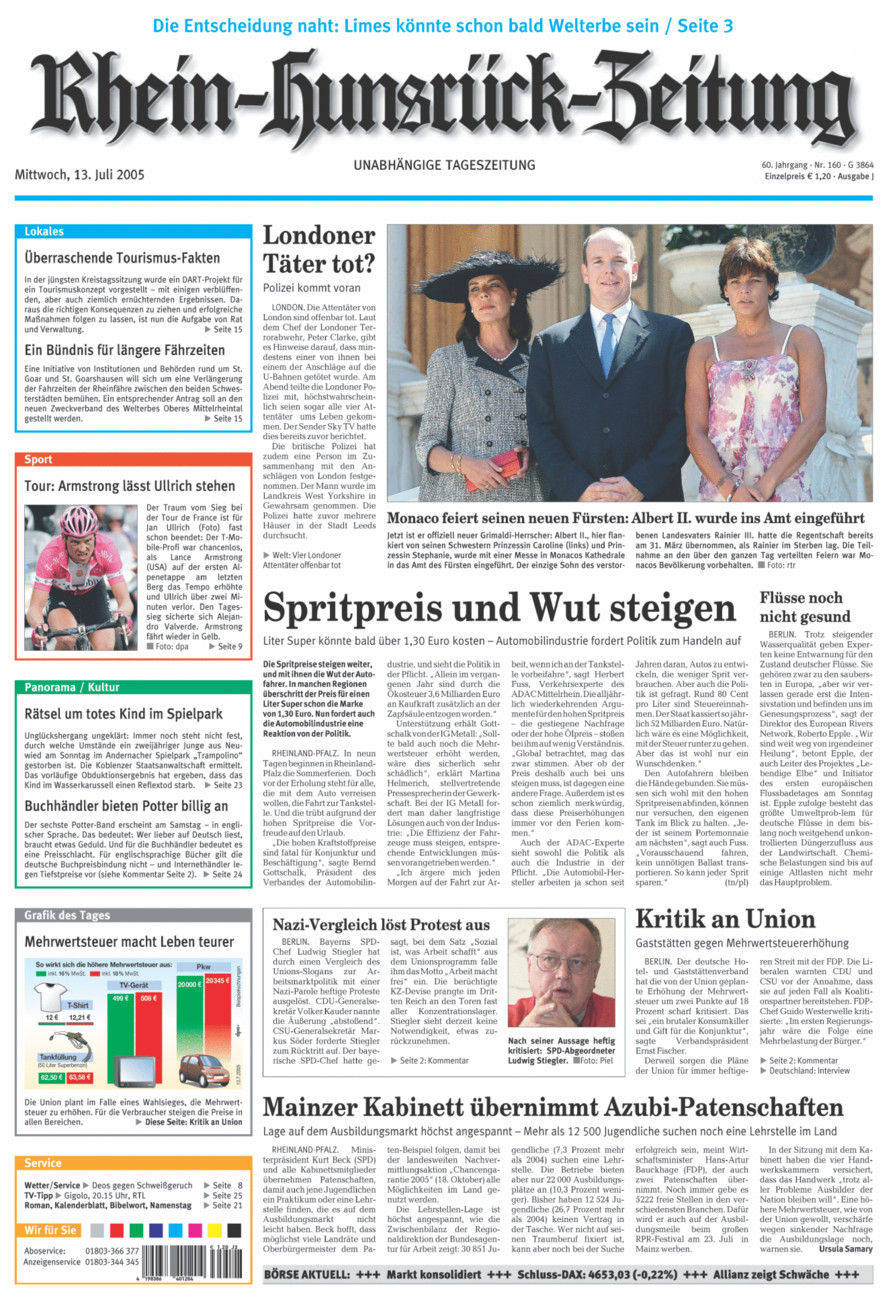 Rhein-Hunsrück-Zeitung vom Mittwoch, 13.07.2005
