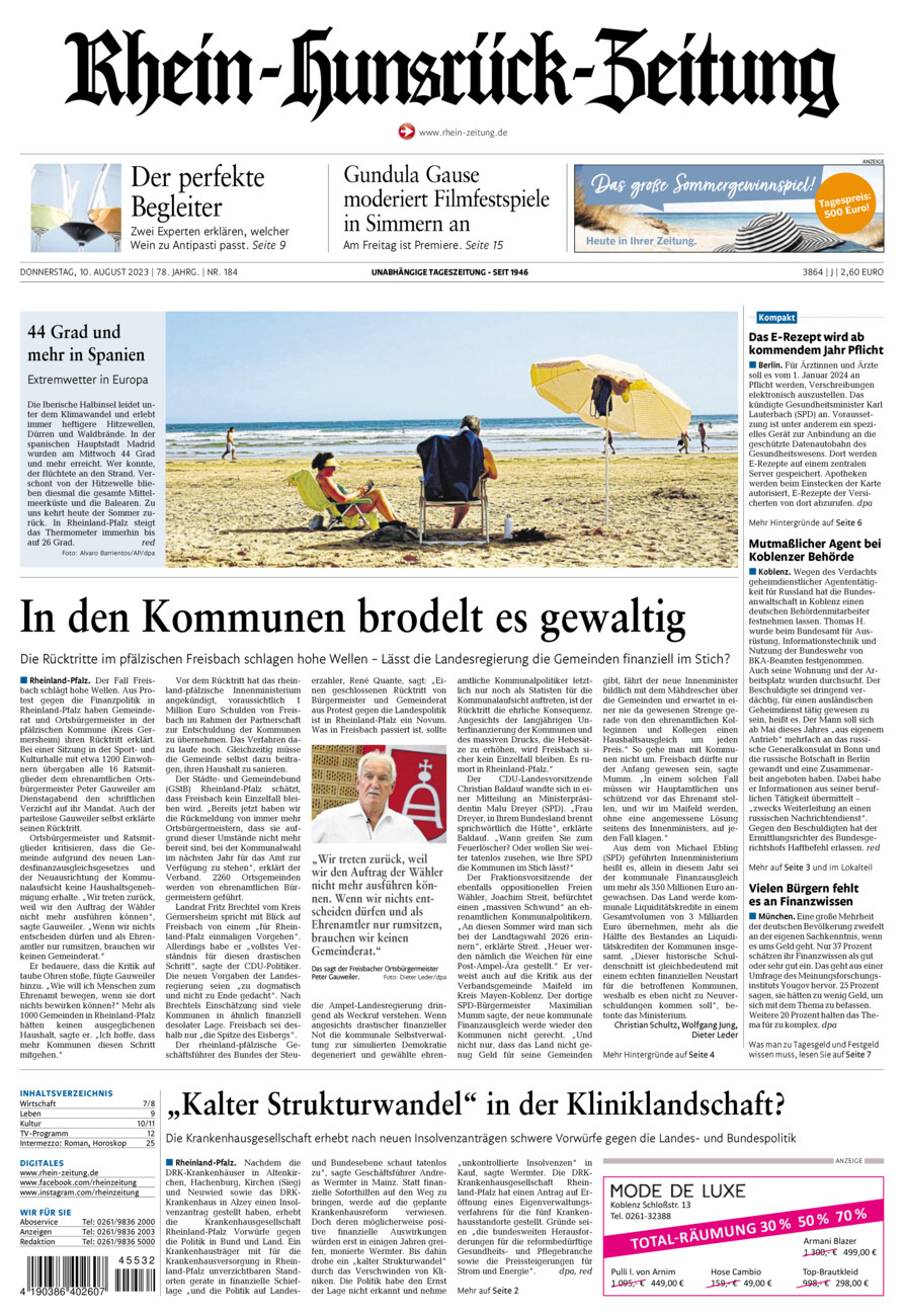Rhein-Hunsrück-Zeitung vom Donnerstag, 10.08.2023