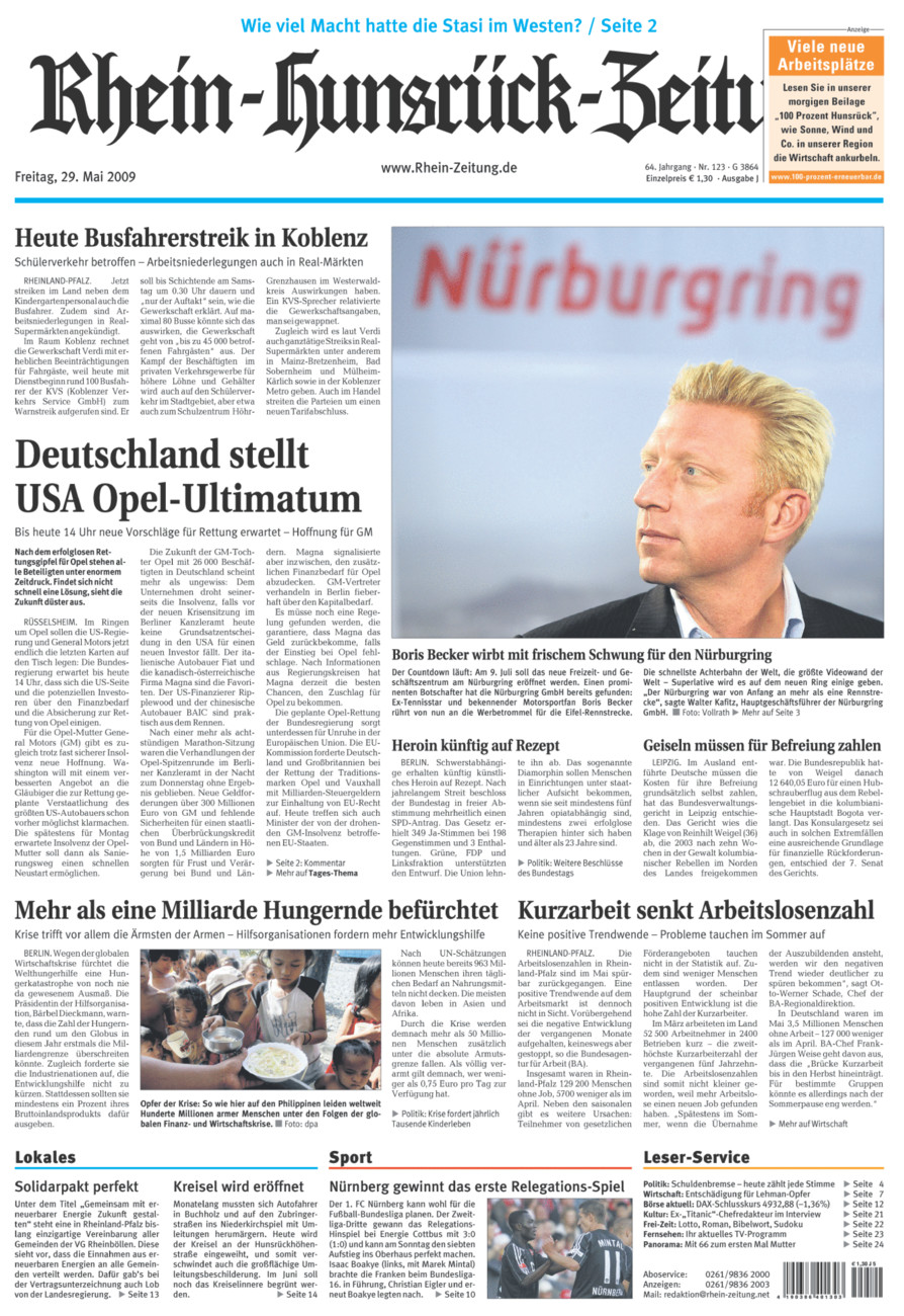 Rhein-Hunsrück-Zeitung vom Freitag, 29.05.2009