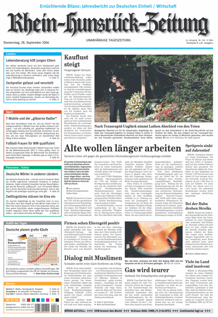 Rhein-Hunsrück-Zeitung vom Donnerstag, 28.09.2006