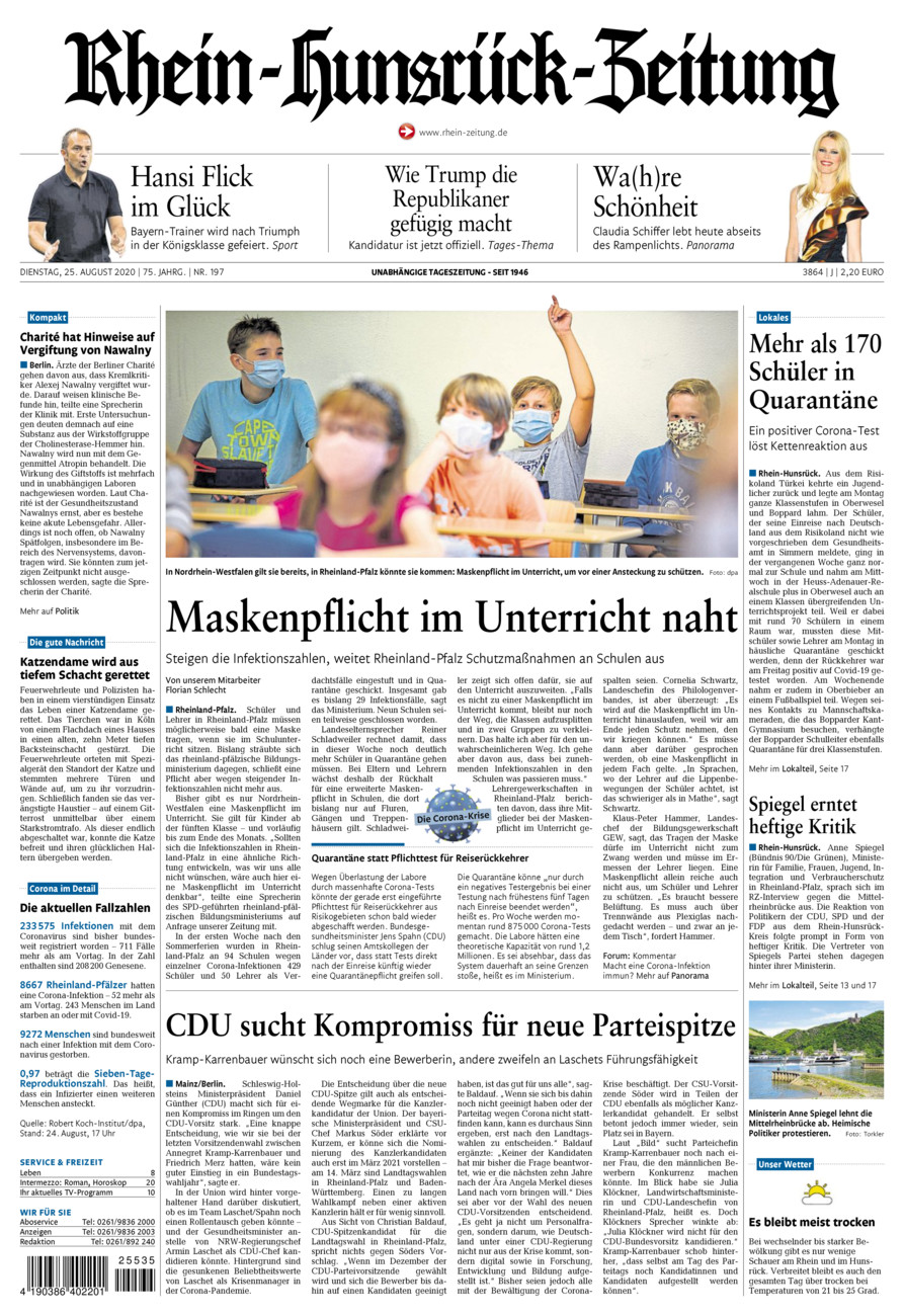 Rhein-Hunsrück-Zeitung vom Dienstag, 25.08.2020