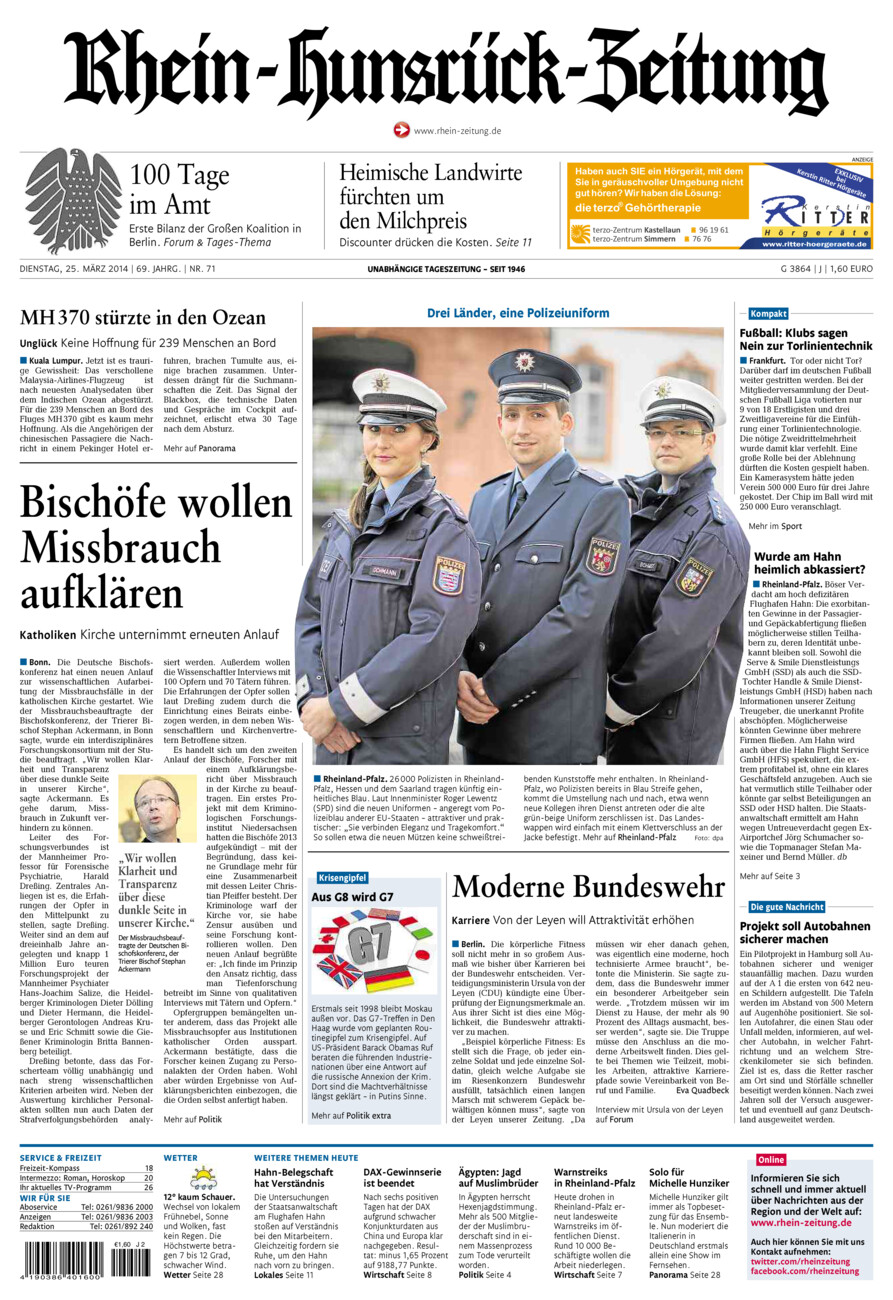 Rhein-Hunsrück-Zeitung vom Dienstag, 25.03.2014