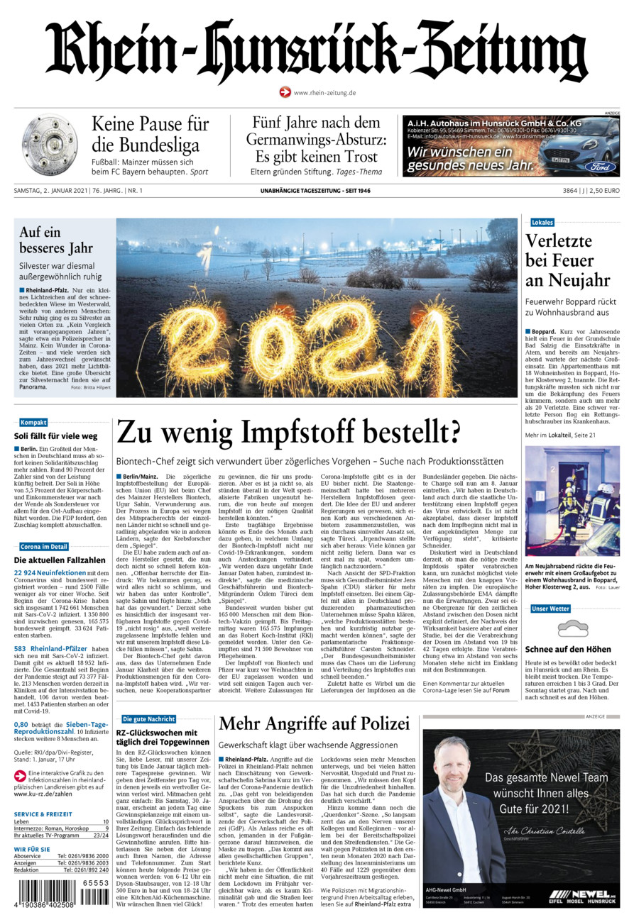 Rhein-Hunsrück-Zeitung vom Samstag, 02.01.2021