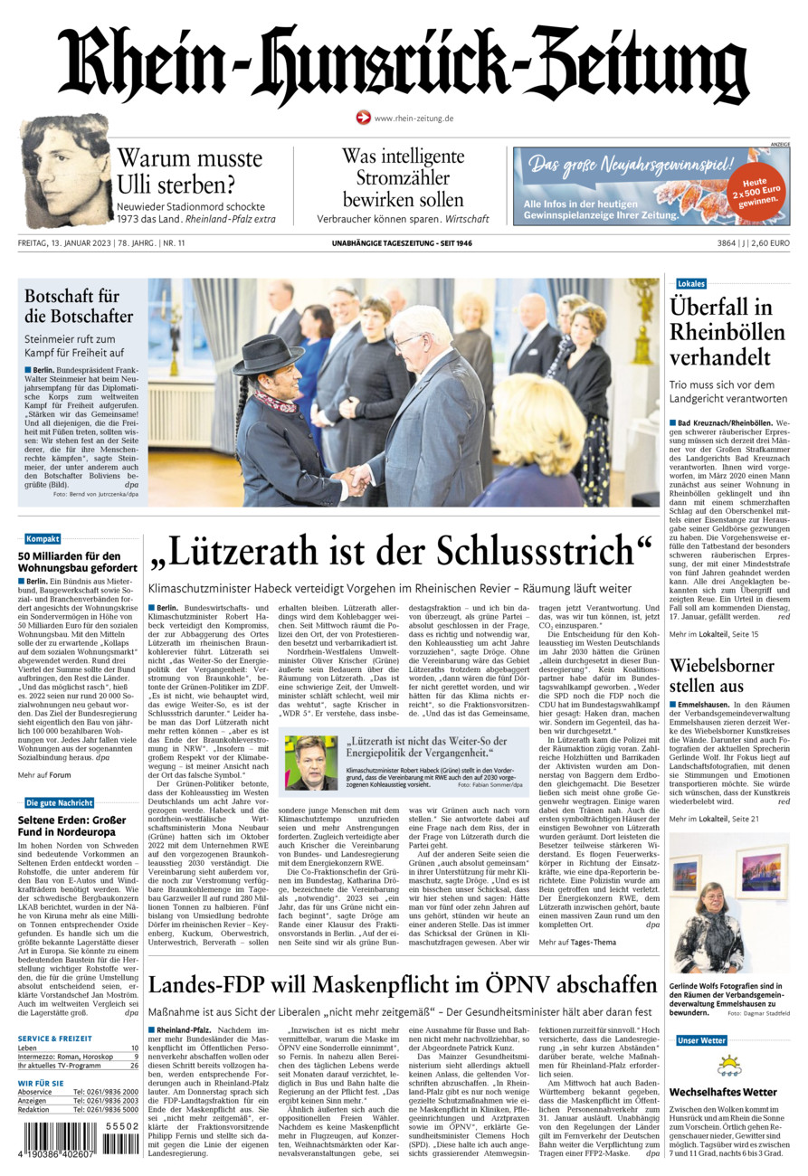 Rhein-Hunsrück-Zeitung vom Freitag, 13.01.2023