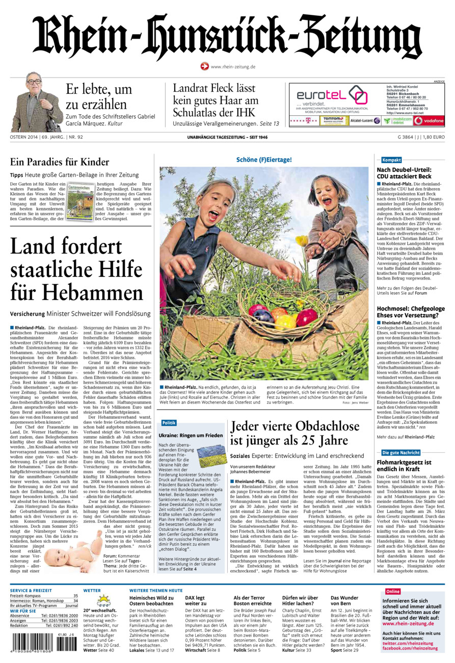 Rhein-Hunsrück-Zeitung vom Samstag, 19.04.2014