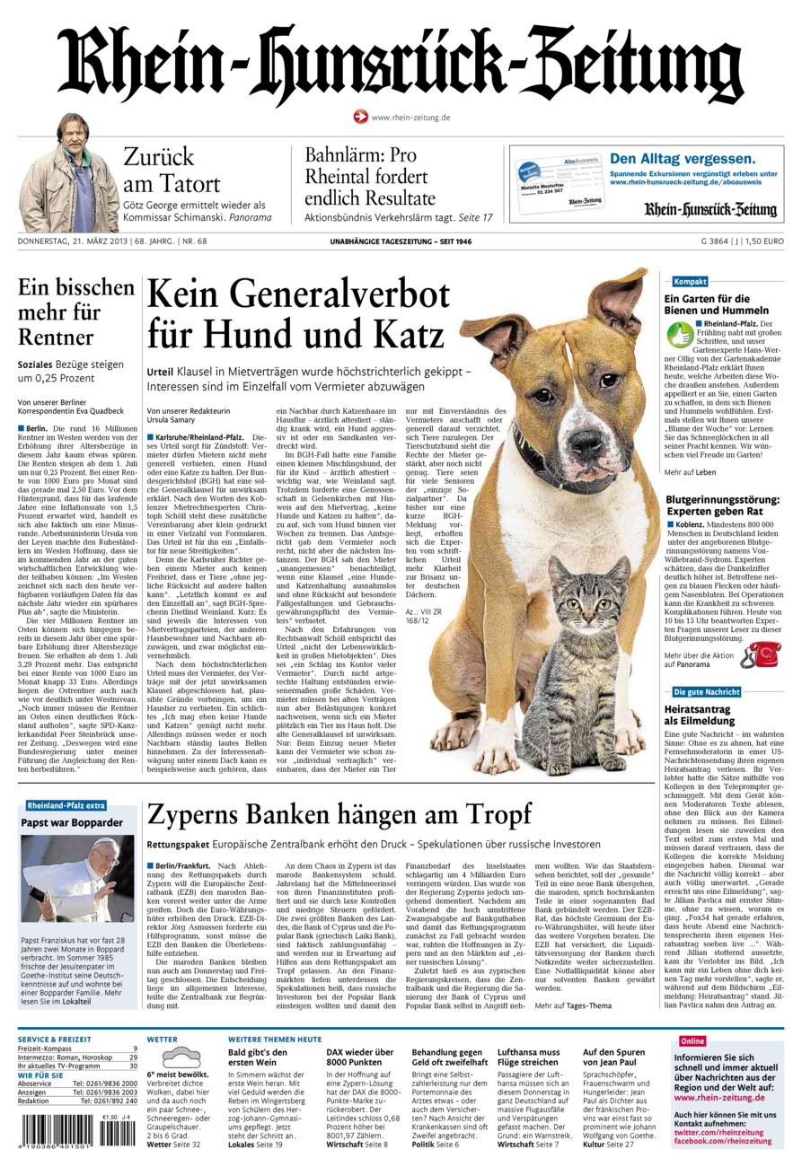 Rhein-Hunsrück-Zeitung vom Donnerstag, 21.03.2013