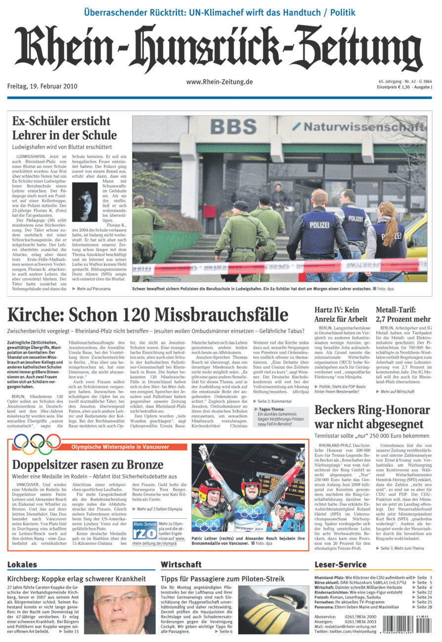Rhein-Hunsrück-Zeitung vom Freitag, 19.02.2010