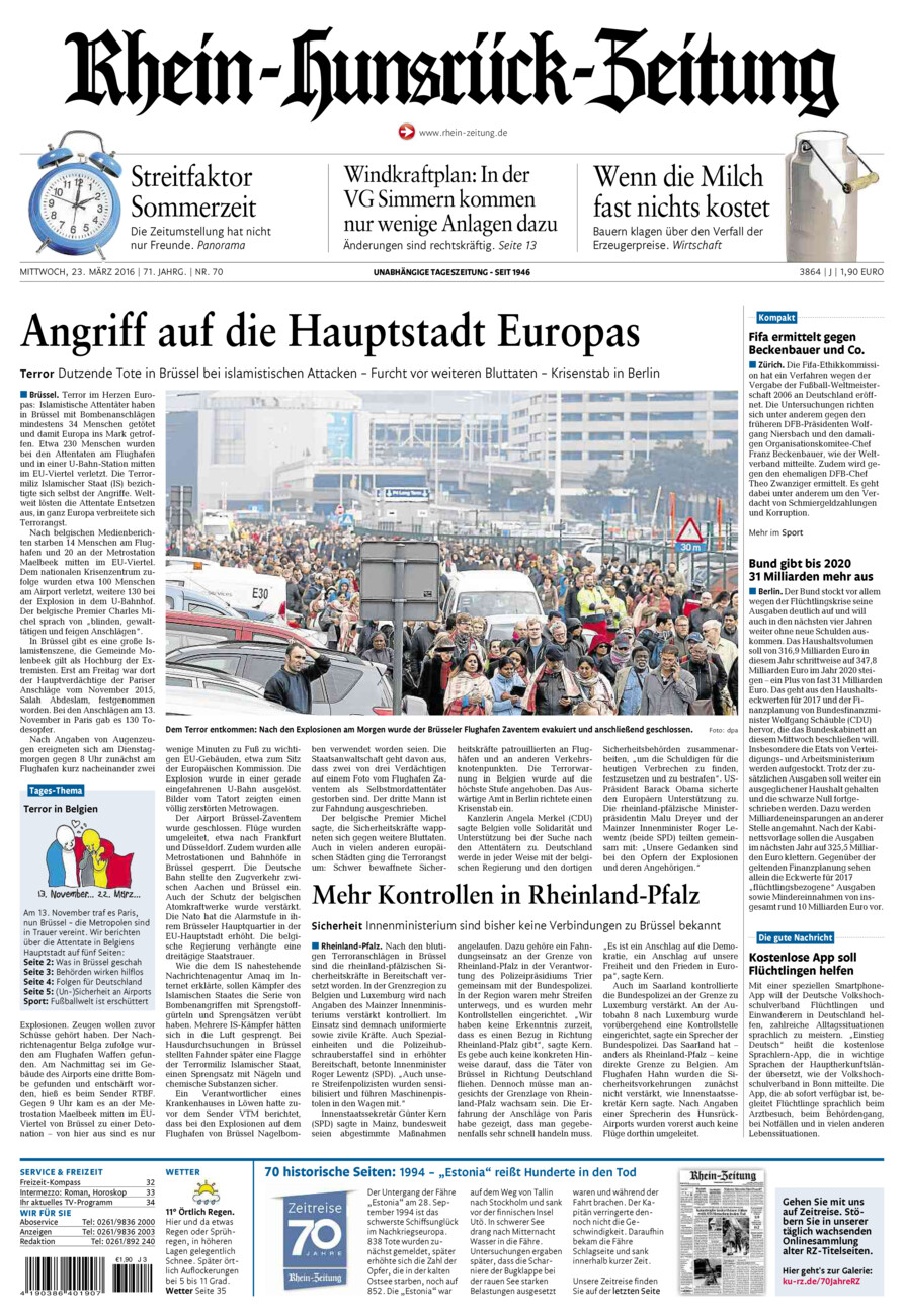 Rhein-Hunsrück-Zeitung vom Mittwoch, 23.03.2016