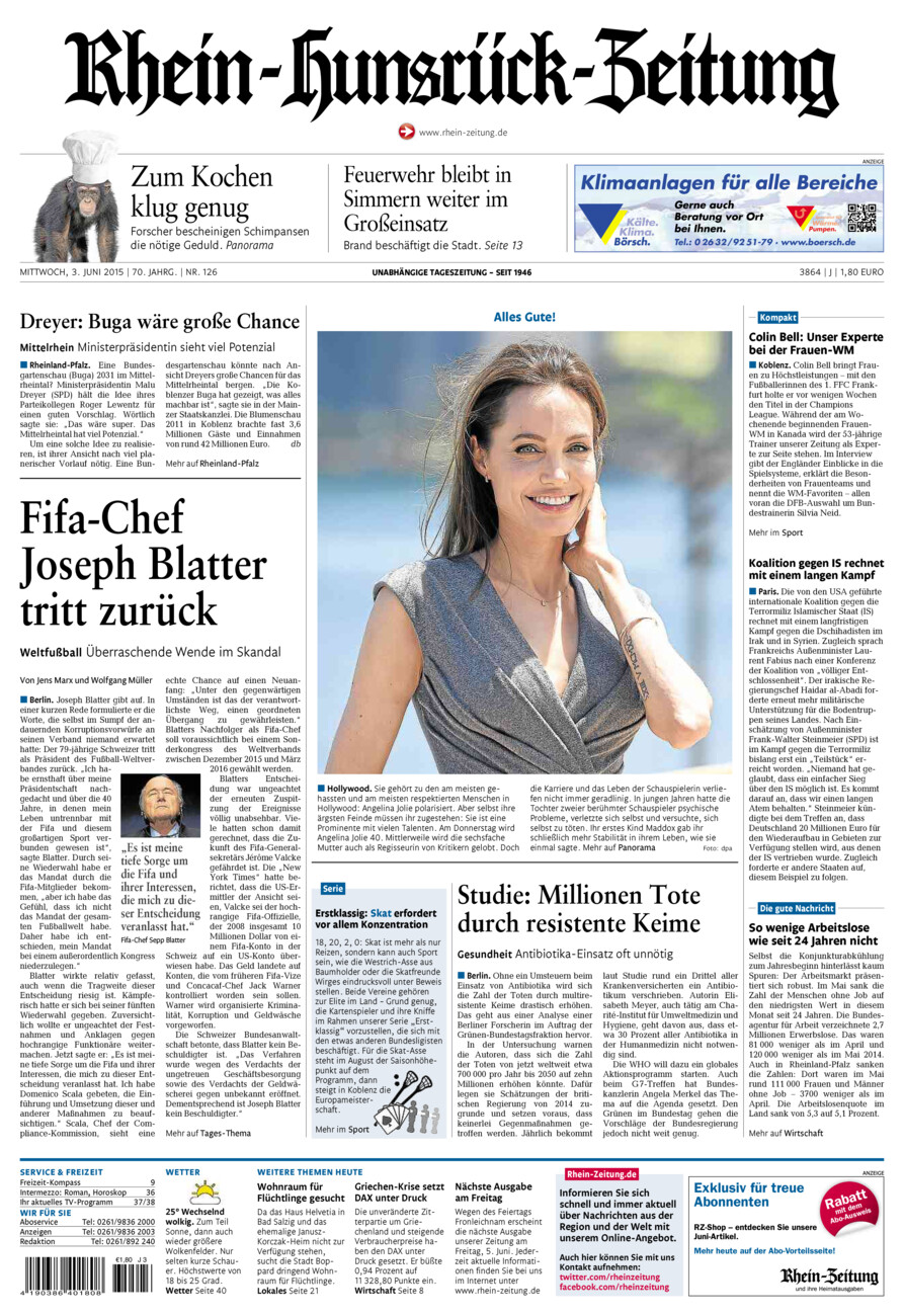 Rhein-Hunsrück-Zeitung vom Mittwoch, 03.06.2015
