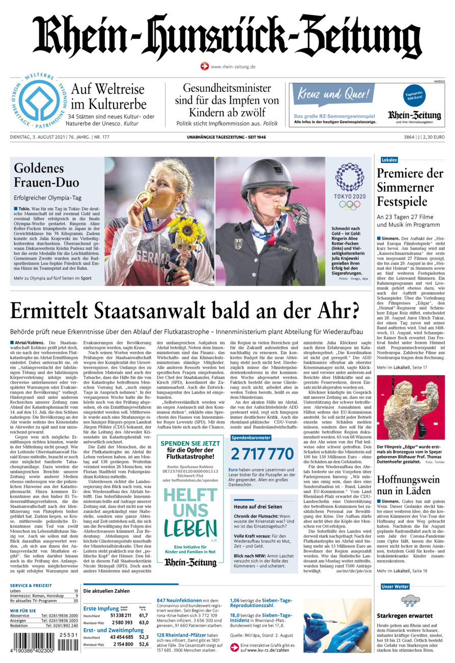 Rhein-Hunsrück-Zeitung vom Dienstag, 03.08.2021