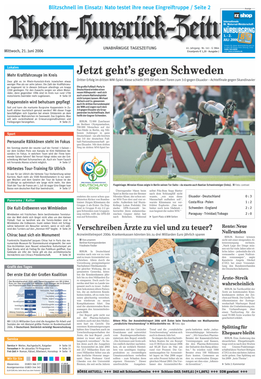 Rhein-Hunsrück-Zeitung vom Mittwoch, 21.06.2006