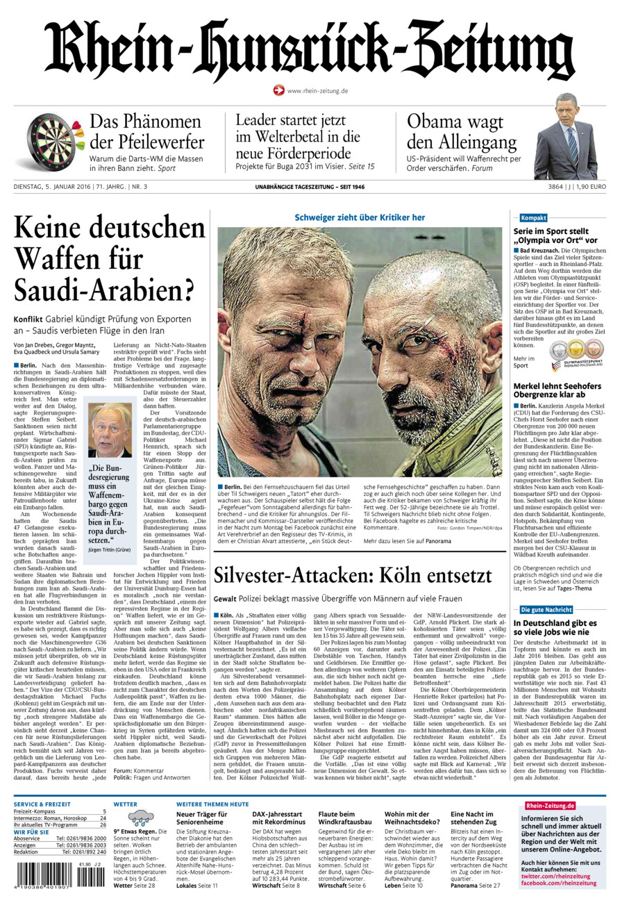 Rhein-Hunsrück-Zeitung vom Dienstag, 05.01.2016