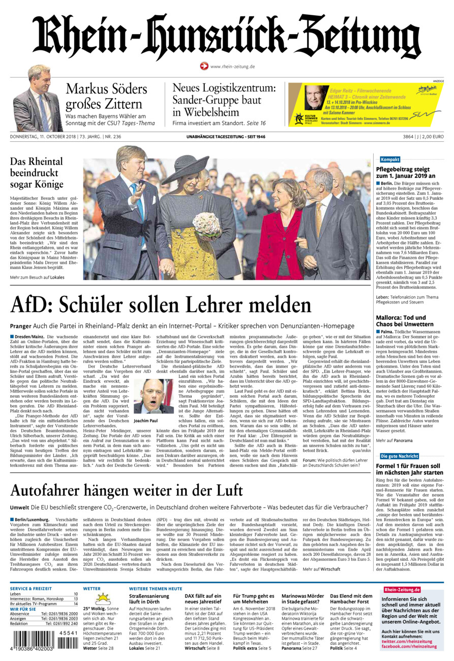 Rhein-Hunsrück-Zeitung vom Donnerstag, 11.10.2018