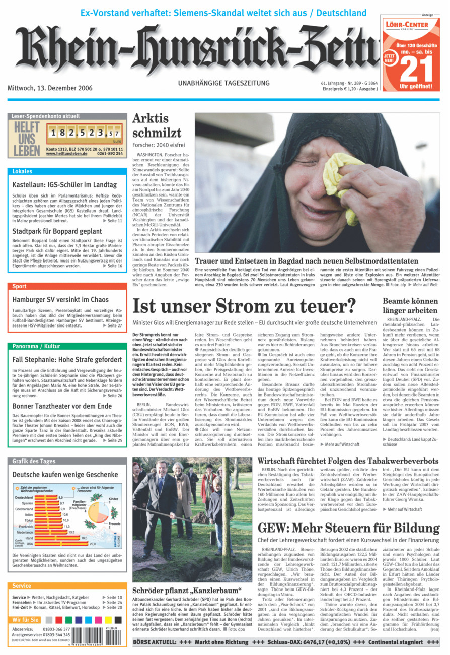 Rhein-Hunsrück-Zeitung vom Mittwoch, 13.12.2006